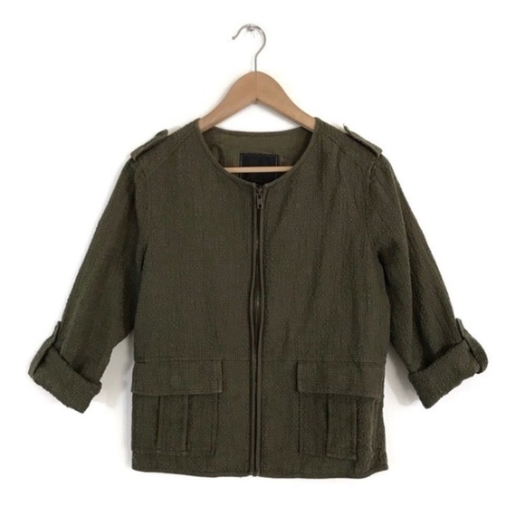 Sanctuary Olive Green Full Zip Utility Jacket XS - Picture 1 of 6
